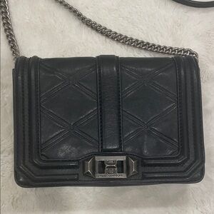 Rebecca Minkoff Black Leather Small Love Crossbody Bag
